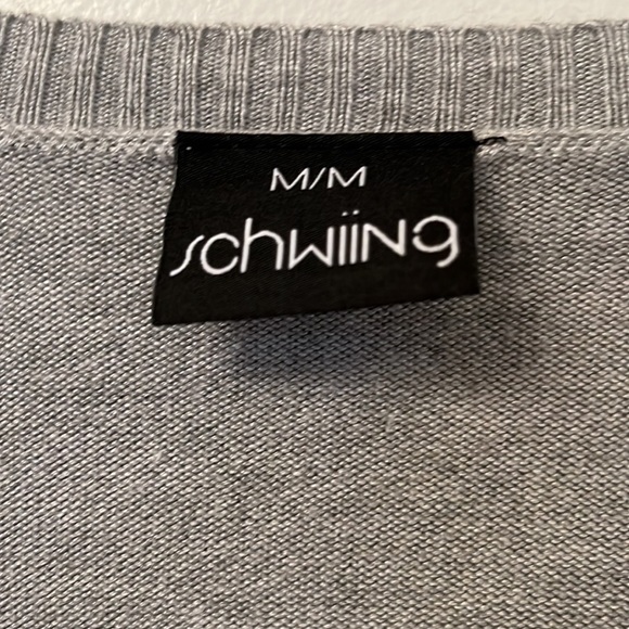 **3 for$30** Schwiing V Neck Gray Tunic Sweater with Black Geometric Pattern, M - Picture 3 of 5